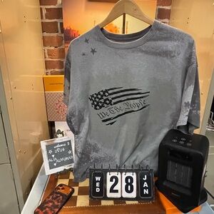 We The People Flag Shirt |Gray Shirt Distressed